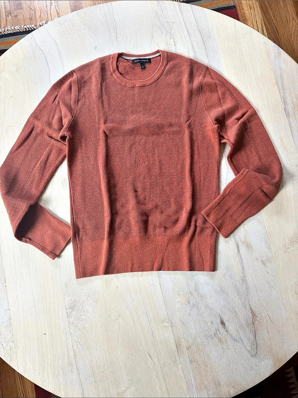 Banana Republic Textured Crew-Neck Sweater Brown Large